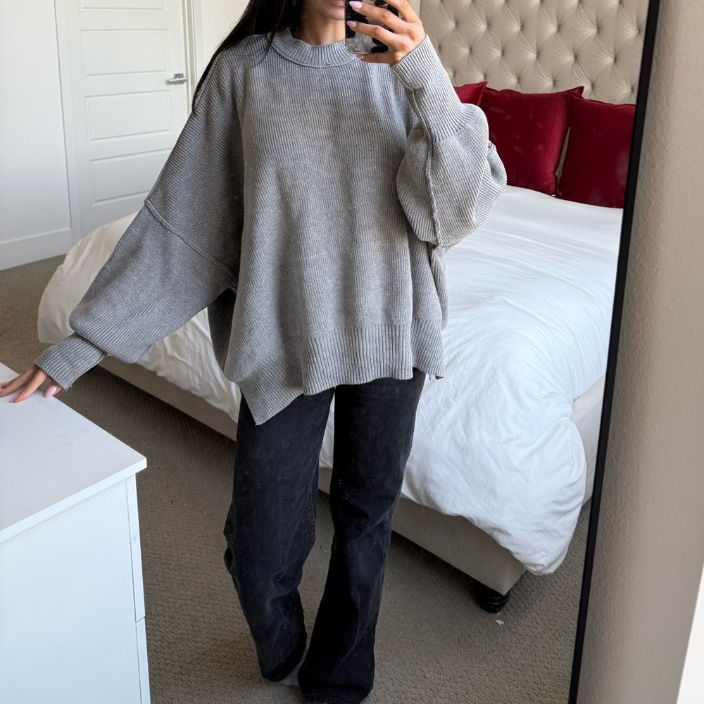 Gray Oversized Free People Sweater